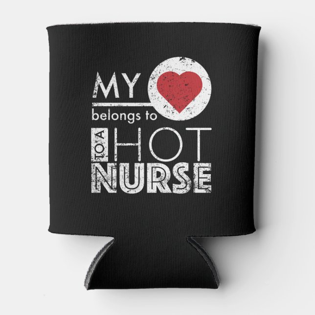 Funny Nurse Spouse Love Nurse Heart Belongs To Can Cooler (Front)