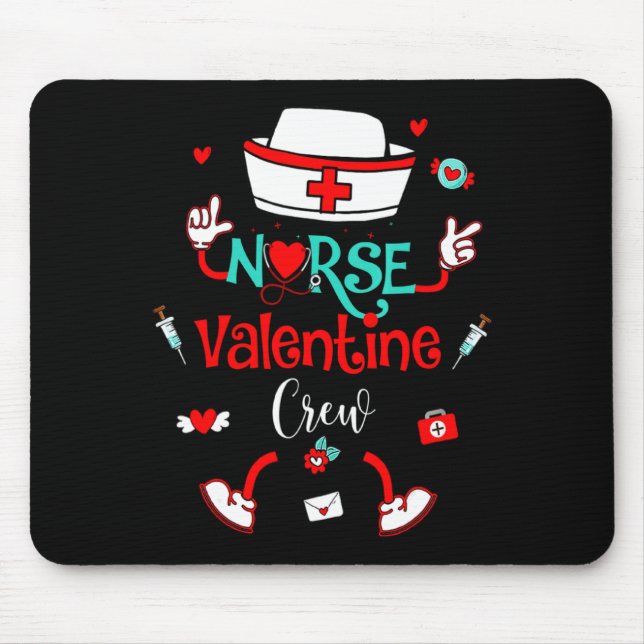 Funny Nurse Valentines Day Nurse Crew Family Group Mouse Mat (Front)