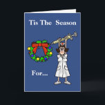Funny Nurse With Needle Christmas Card<br><div class="desc">This is a funny card that can be sent to a nurse who has taken care of you (or someone you know). Or it can be sent from someone who is a nurse or in the medical field to friends and family. You are free to change the inside greeting to...</div>
