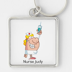 Funny Nurse-with-syringe shot Key Ring