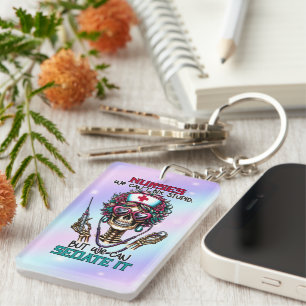 Funny Nurse word art Key Ring