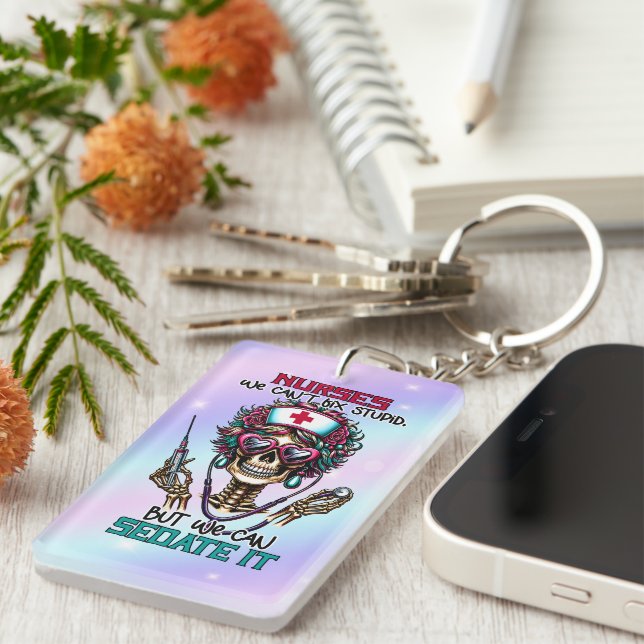 Funny Nurse word art  Key Ring (Front Right)