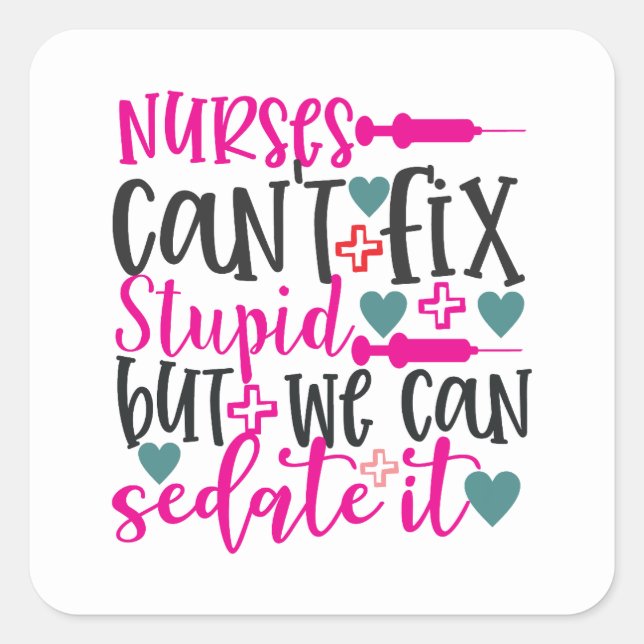 Funny Nurse word art Square Sticker (Front)