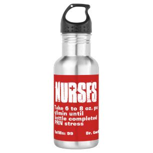 Funny Nurses Red Prescription Label 532 Ml Water Bottle