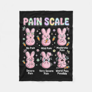 Funny nursing bunny eggs medical pain scale easter fleece blanket