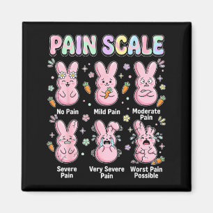 Funny nursing bunny eggs medical pain scale easter magnet
