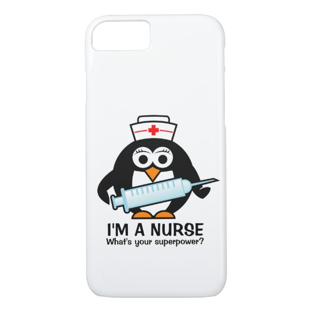 Funny nursing iPhone 7 case | cute penguin nurse (Back)