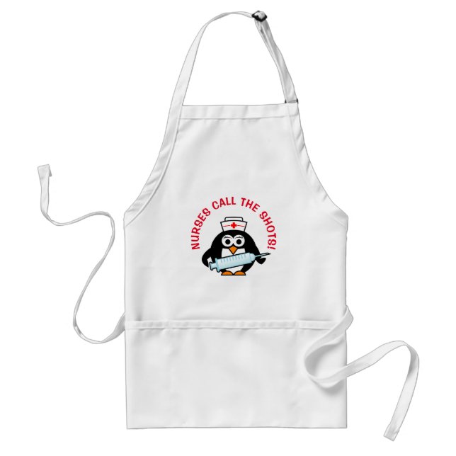 Funny nursing kitchen apron | cute penguin nurse (Front)