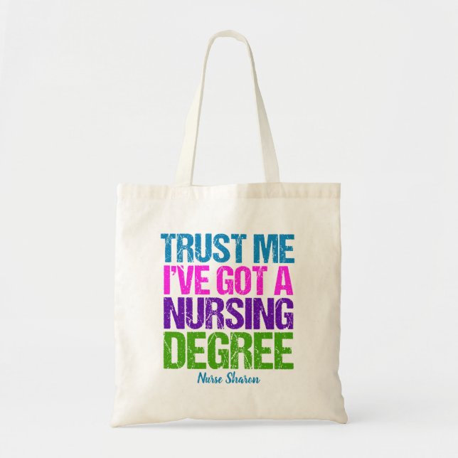 Funny Nursing School Graduation Personalised Nurse Tote Bag (Front)
