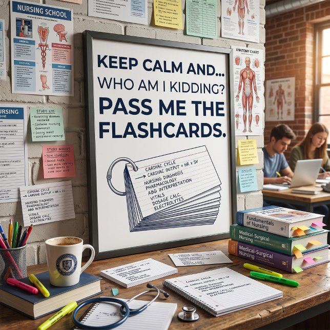 Funny Nursing Student Study Flashcards Poster (Creator Uploaded)