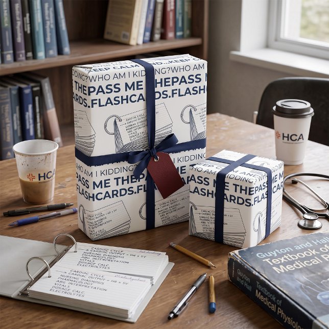 Funny Nursing Student Study Flashcards Wrapping Paper (Creator Uploaded)