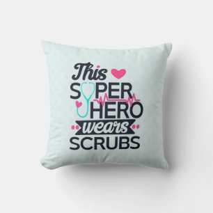 Funny Nursing Superhero Saying Typography Cushion