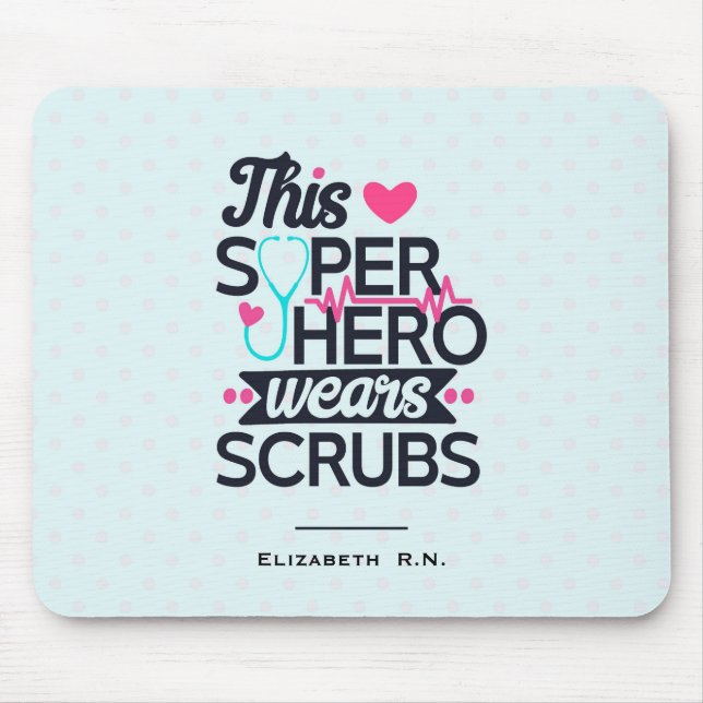 Funny Nursing Superhero Saying Typography Mouse Mat (Front)