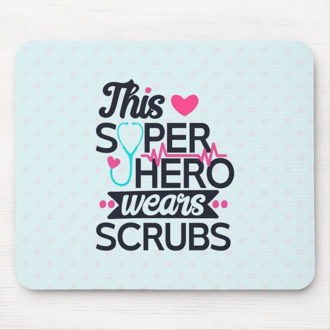 Funny Nursing Superhero Saying Typography Mouse Mat (Front)