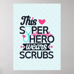 Funny Nursing Superhero Saying Typography Poster