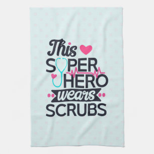 Funny Nursing Superhero Saying Typography Tea Towel