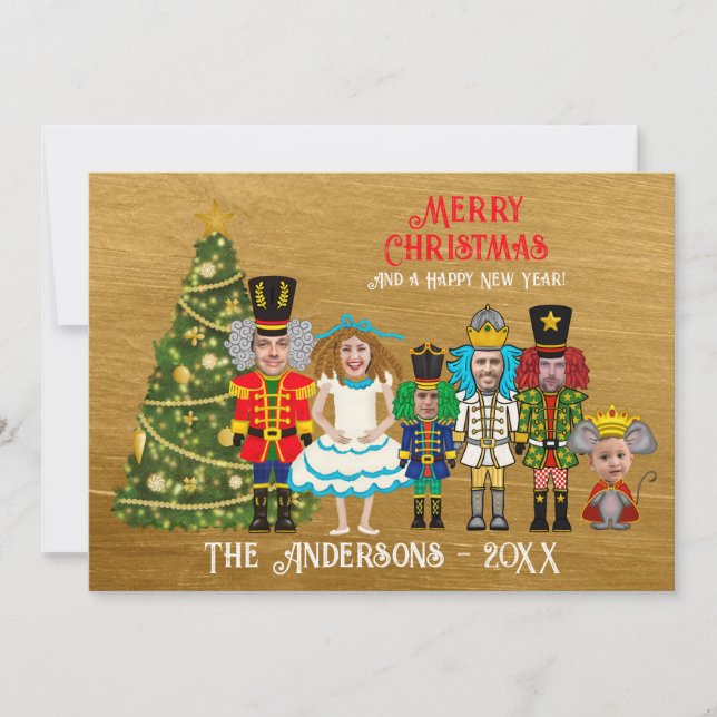 Funny Nutcracker Family of 6 | Mum Dad Four Boys Holiday Card (Front)