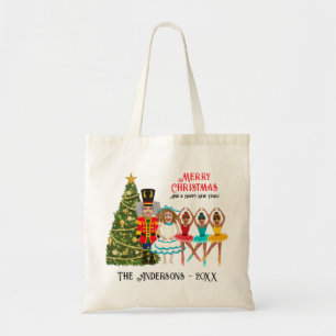 Funny Nutcracker Family of Five Three Girls Tote Bag