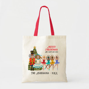 Funny Nutcracker Family of Six   Four Ballerinas Tote Bag
