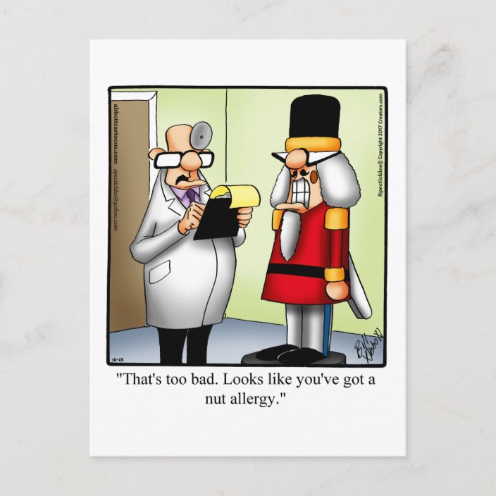 Funny Nutcracker Nut Allergy Humour Postcard Zazzle.co.uk