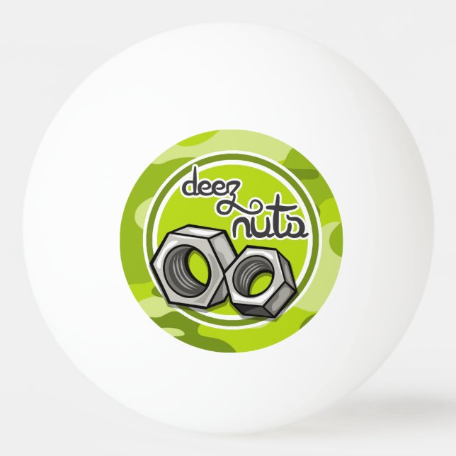 Funny Nuts; bright green camo, camouflage Ping Pong Ball (Front)
