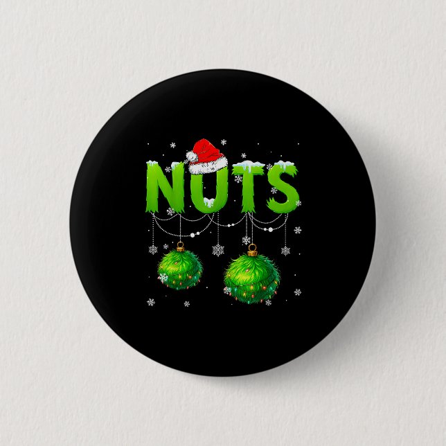 Funny Nuts Santa Hat Christmas Xmas Men Women  6 Cm Round Badge (Front)