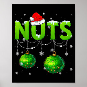 Funny Nuts Santa Hat Christmas Xmas Men Women Poster