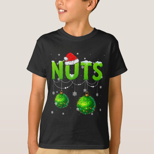 Funny Nuts Santa Hat Christmas Xmas Men Women  T-Shirt (Front)