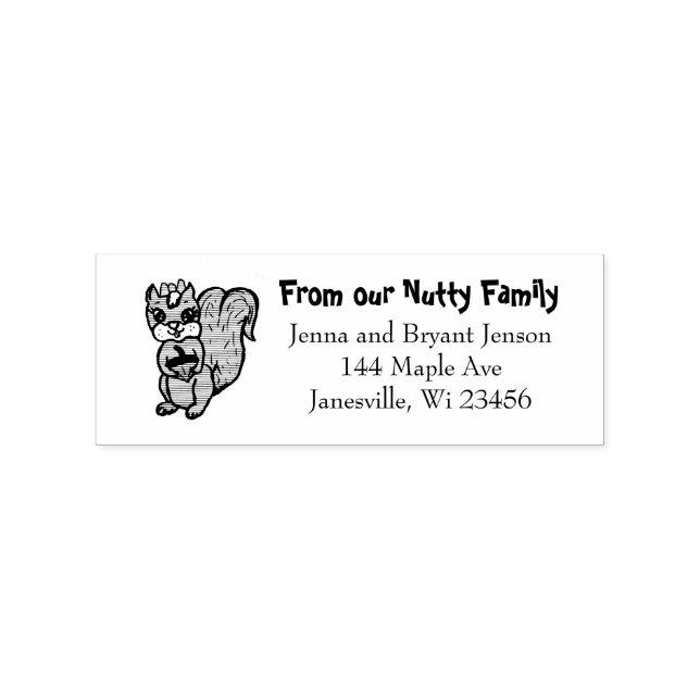 Funny Nutty Family Squirrel Address Rubber Stamp (Imprint)