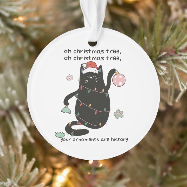 Funny O Christmas Tree Cat Humour Ornament (Tree)