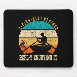 Funny O-fish-ally Retired Reel-y Enjoying It Vinta Mouse Mat