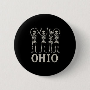 Funny O-h-i-o State Skeleton Ohio Halloween Vintag 6 Cm Round Badge