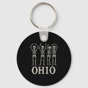 Funny O-h-i-o State Skeleton Ohio Halloween Vintag Key Ring