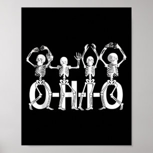 Funny O-h-i-o State Skeleton Vintage Halloween Wom Poster