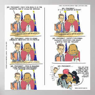 Funny Obama & Bo Editorial Cartoon Poster