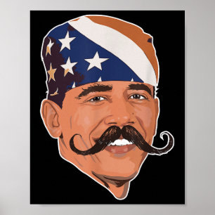 Funny Obama Moustache American  Poster