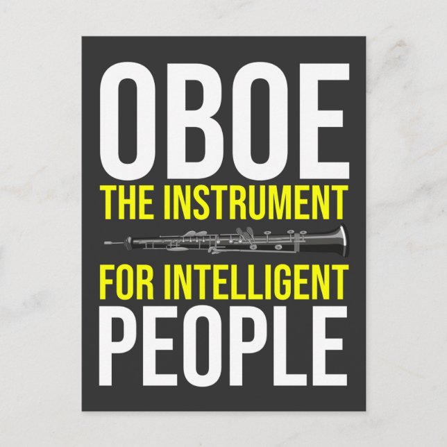 Funny Oboe Player Intelligent Musician Humour Postcard (Front)