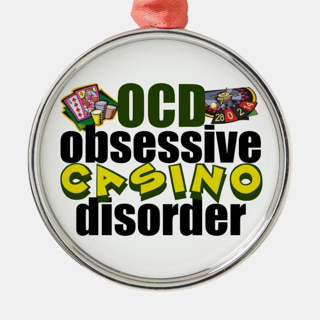 Funny Obsessive Casino Disorder Gambling Addict Metal Tree Decoration (Front)