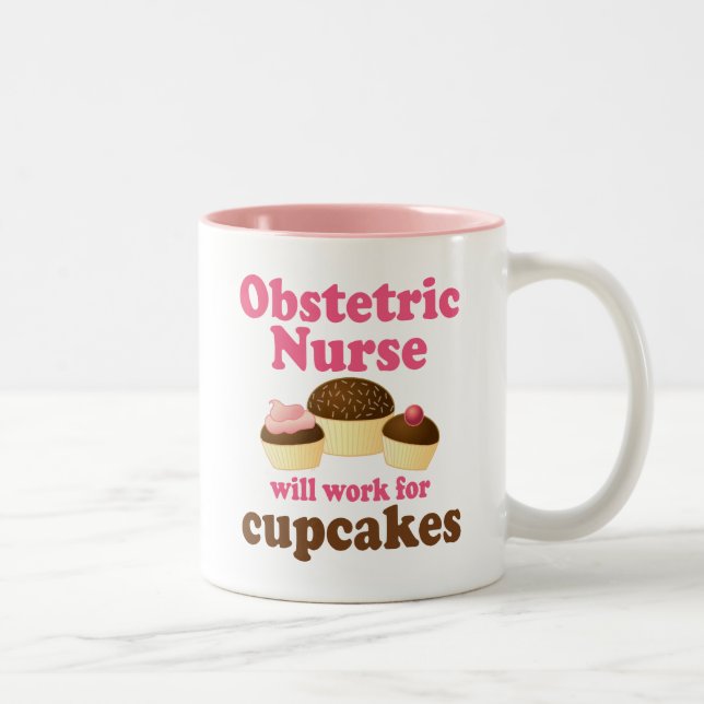 Funny Obstetric Nurse Two-Tone Coffee Mug (Right)