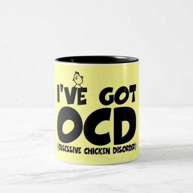 Funny OCD chicken Two-Tone Coffee Mug (Center)