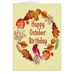 Funny October Month Birthday Autumn leaves