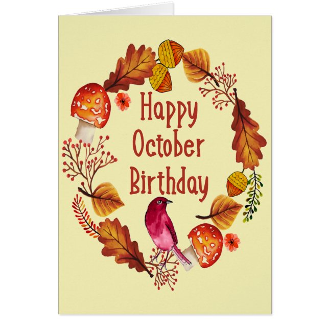 Funny October Month Birthday Autumn leaves (Front)