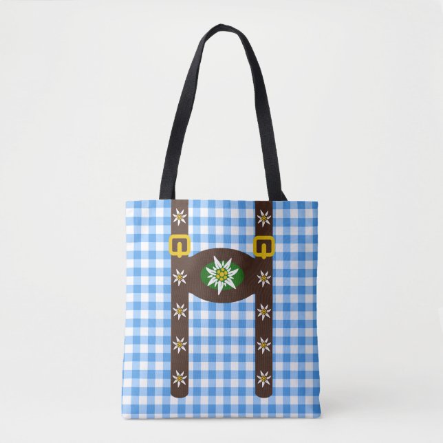 Funny Octoberfest Lederhosen Suspenders Tote Bag (Front)