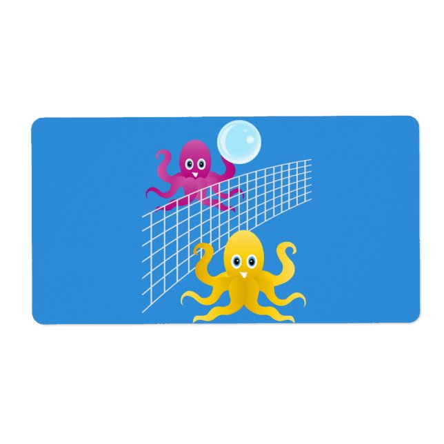 Funny octopies playing volleyball (Front)