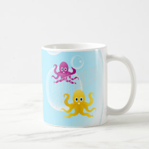 Funny octopies playing volleyball coffee mug
