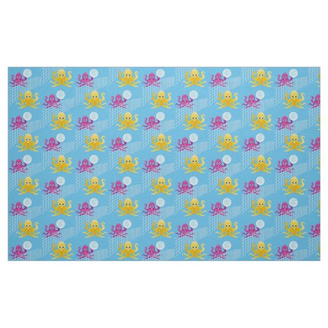 Funny octopies playing volleyball fabric (Fat Quarter)