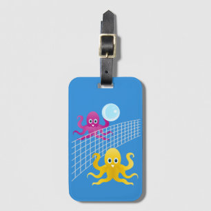 Funny octopies playing volleyball luggage tag