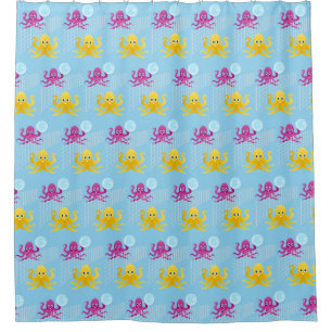 Funny octopies playing volleyball shower curtain
