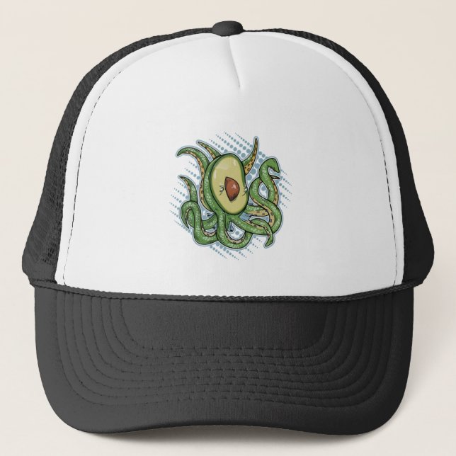 Funny Octopus Avocado Trucker Hat (Front)
