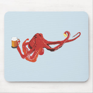 Funny Octopus Beer Lover Mouse Mat